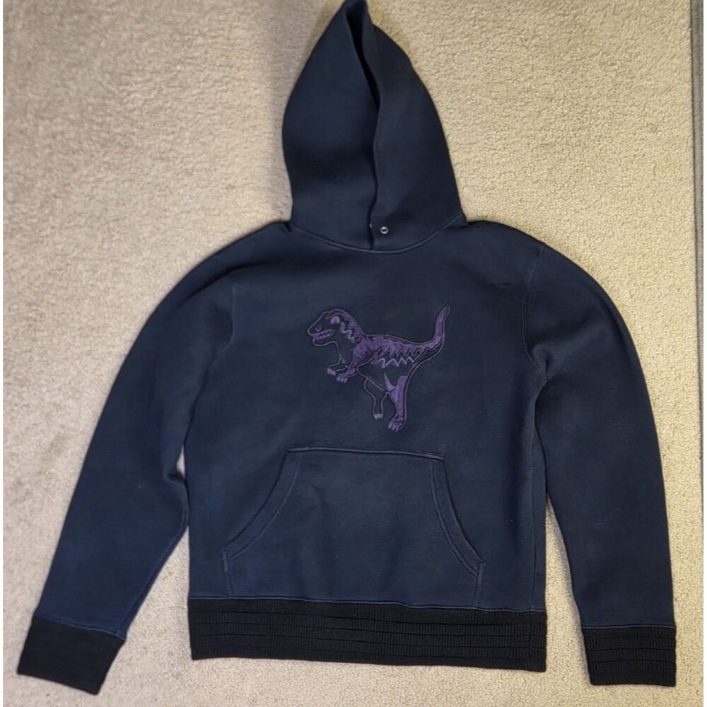 Men's Coach Purple Rexy Pullover Hoodie Navy Blue Size Medium Dinosaur - Picture 5 of 16
